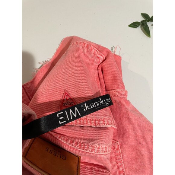 Guess Womens Pink Denim Shorts Size 25 Frayed Hem Unique Dye Wash - Picture 15 of 16